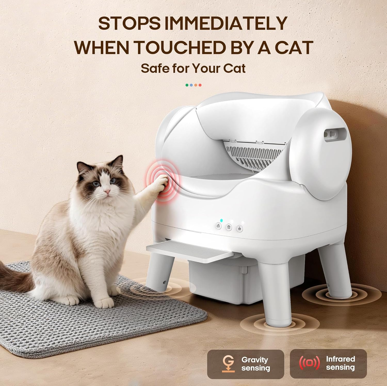 Automatic Self-Cleaning Cat Litter Box for Large Cats & Multi-Cat Homes, Smart Electric Auto Cleaning Litter Box with Litter Mat & 2 Cleaning Solutions, Ideal for Busy Homes & Apartments