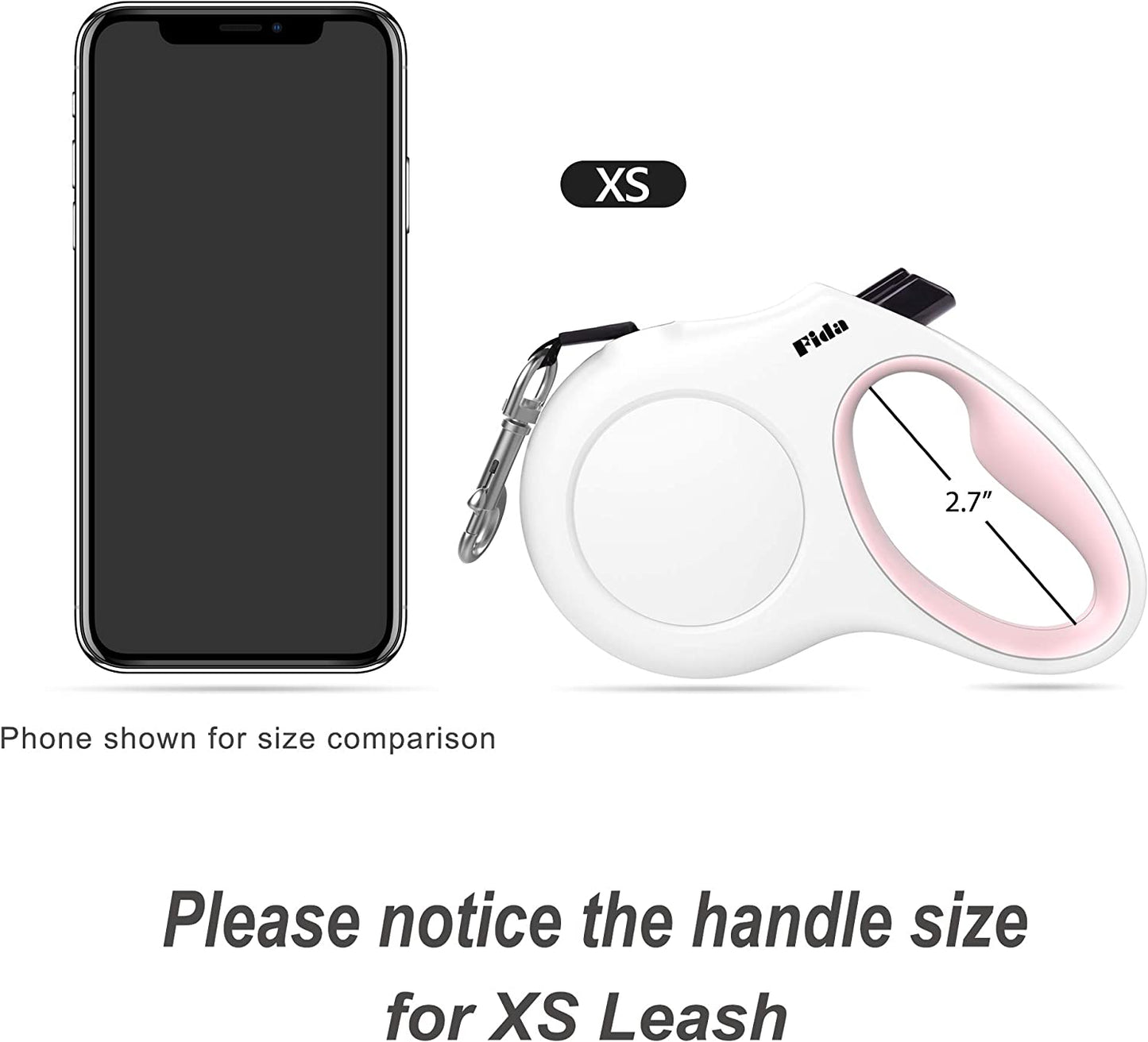 Retractable Dog Leash with Dispenser and Poop Bags, 10Ft, White & Pink | Pet Walking Leash for X-Small Dog or Cat up to 18 Lbs, Anti-Slip Handle, Tangle Free, Reflective Nylon Tape