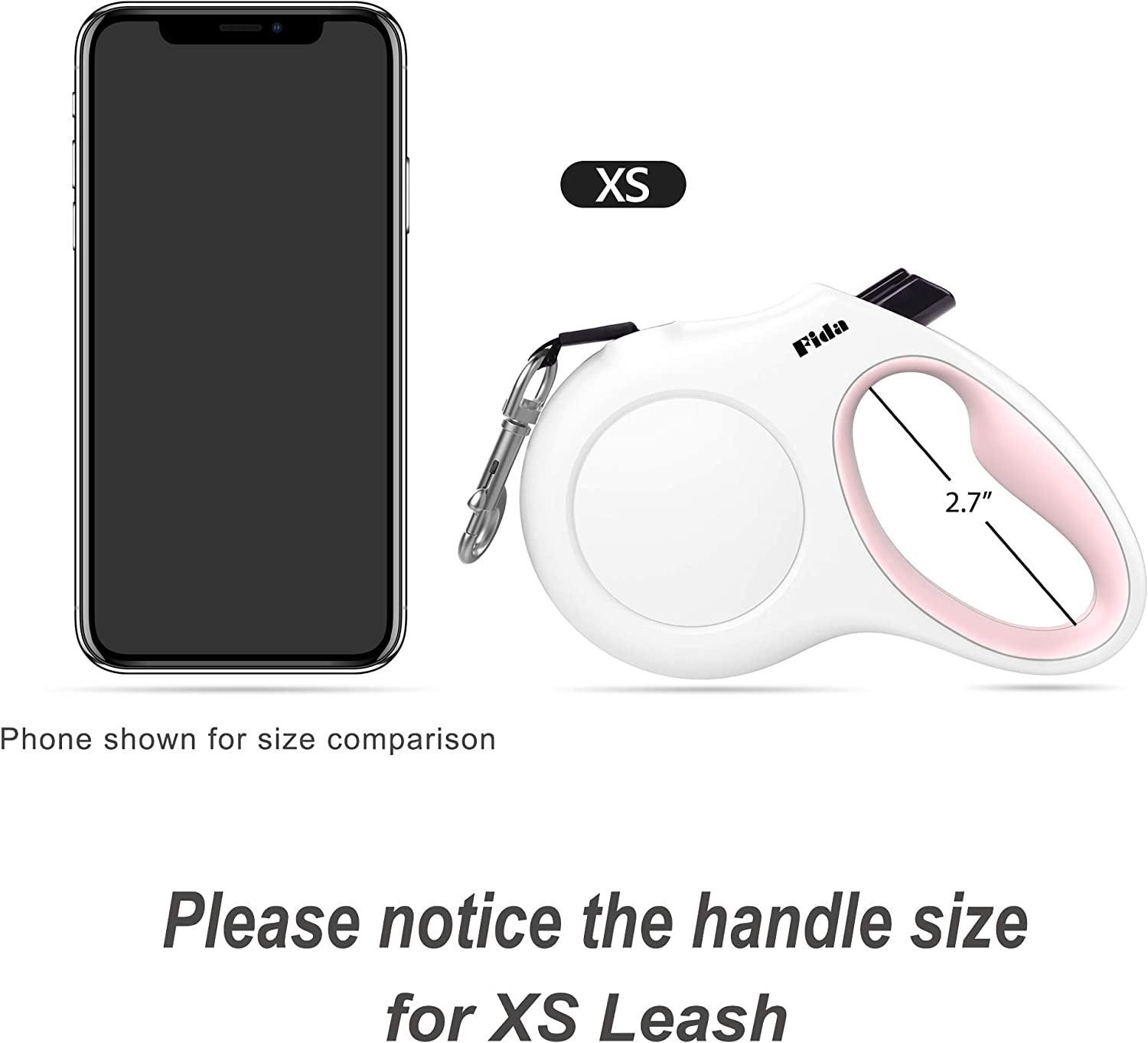 Retractable Dog Leash with Dispenser and Poop Bags, 10Ft, White & Pink | Pet Walking Leash for X-Small Dog or Cat up to 18 Lbs, Anti-Slip Handle, Tangle Free, Reflective Nylon Tape