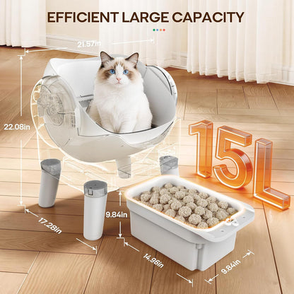 Automatic Self-Cleaning Cat Litter Box for Large Cats & Multi-Cat Homes, Smart Electric Auto Cleaning Litter Box with Litter Mat & 2 Cleaning Solutions, Ideal for Busy Homes & Apartments