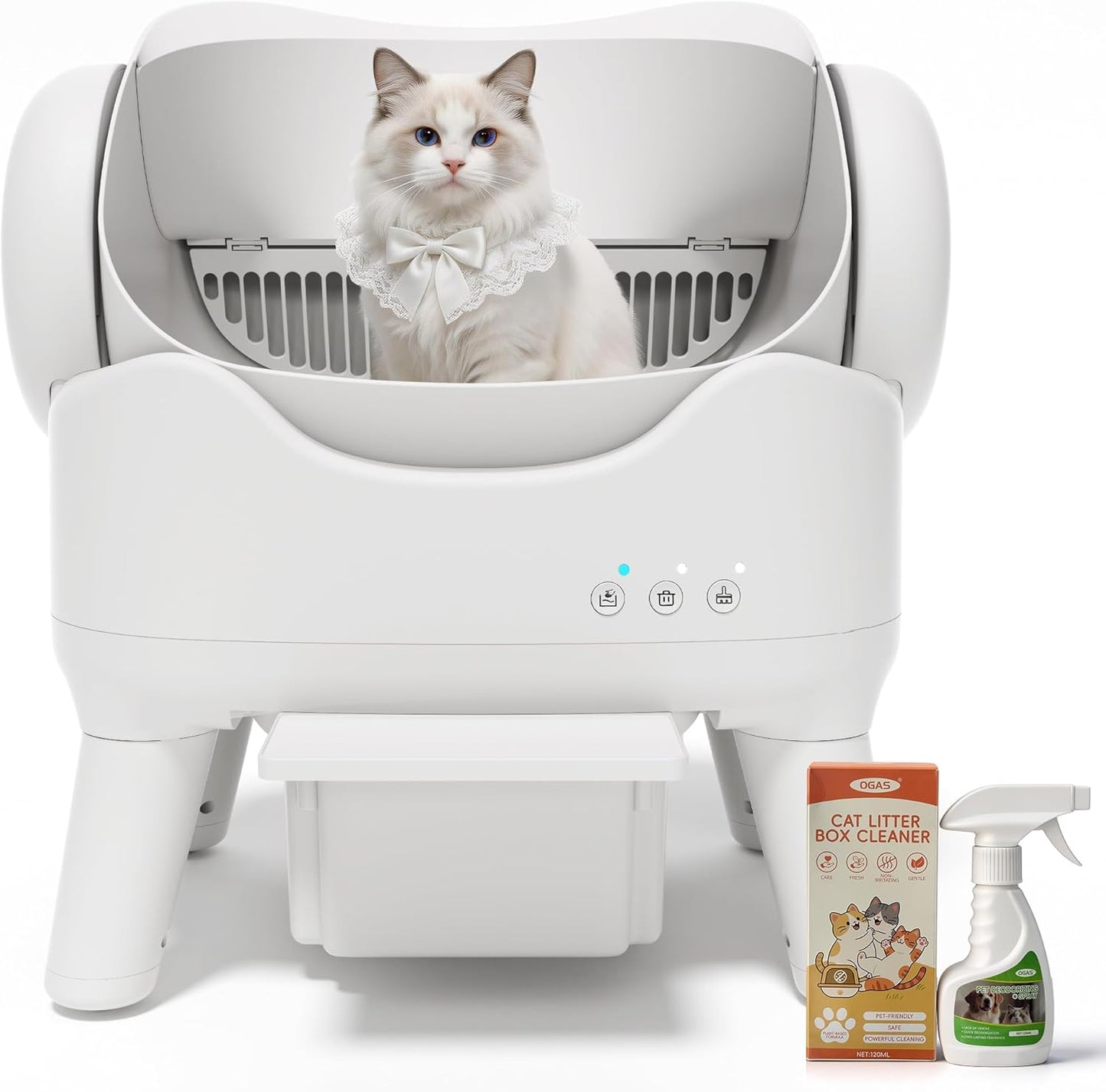 Automatic Self-Cleaning Cat Litter Box for Large Cats & Multi-Cat Homes, Smart Electric Auto Cleaning Litter Box with Litter Mat & 2 Cleaning Solutions, Ideal for Busy Homes & Apartments