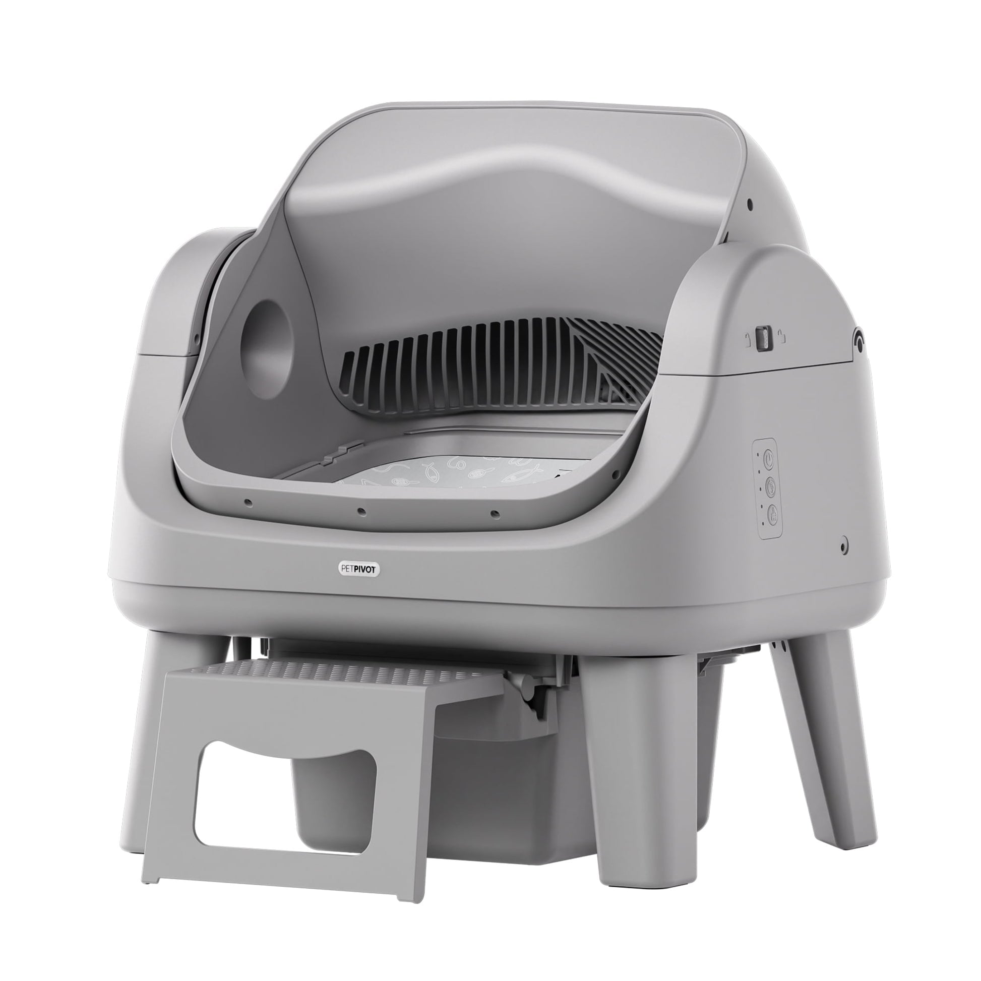 PetPivot AutoScooper 12 Automatic Cat Litter Box Self-Cleaning with Safety Protection, Liners, Front Entry Step Included, Full Grey