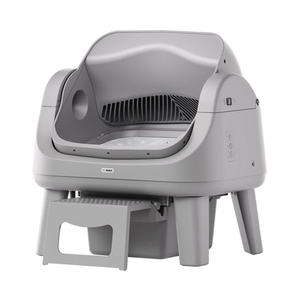 PetPivot AutoScooper 12 Automatic Cat Litter Box Self-Cleaning with Safety Protection, Liners, Front Entry Step Included, Full Grey