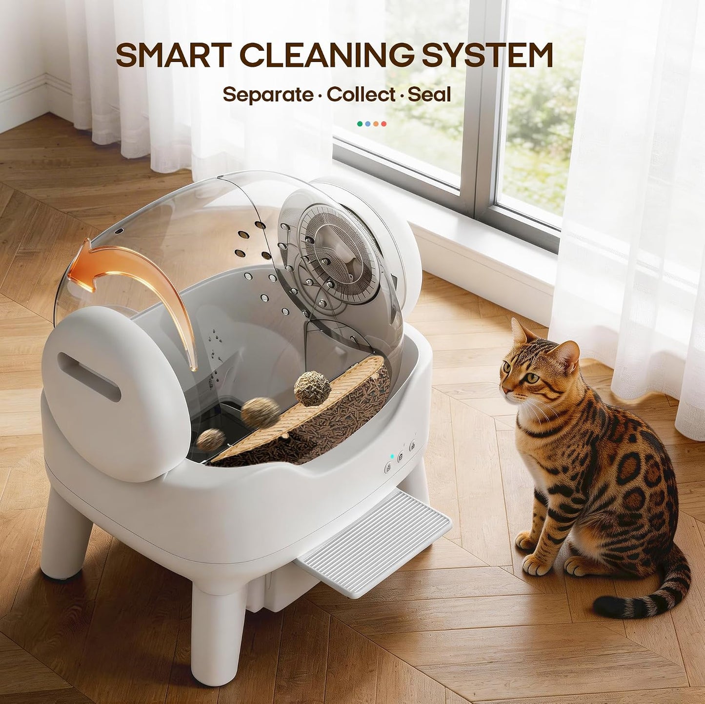 Automatic Self-Cleaning Cat Litter Box for Large Cats & Multi-Cat Homes, Smart Electric Auto Cleaning Litter Box with Litter Mat & 2 Cleaning Solutions, Ideal for Busy Homes & Apartments