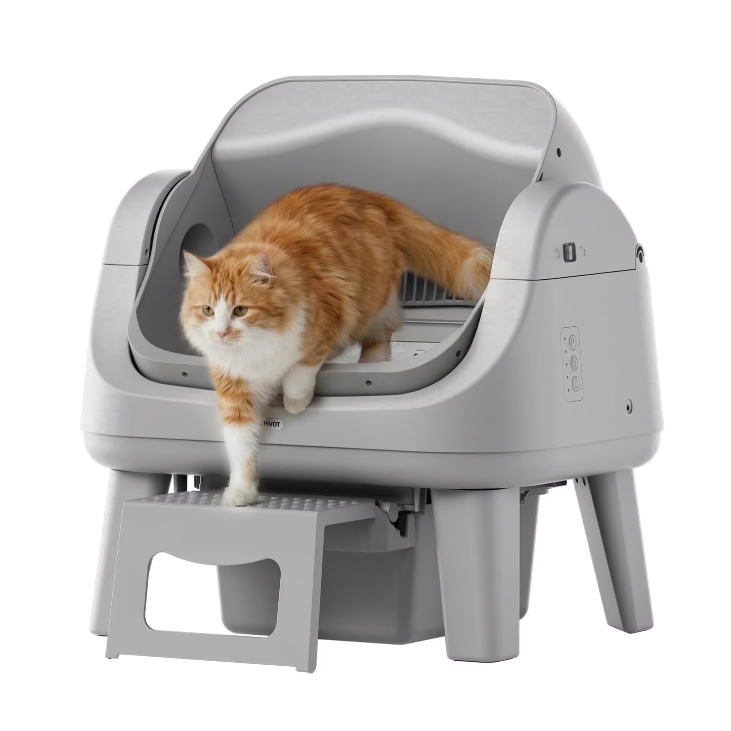 PetPivot AutoScooper 12 Automatic Cat Litter Box Self-Cleaning with Safety Protection, Liners, Front Entry Step Included, Full Grey