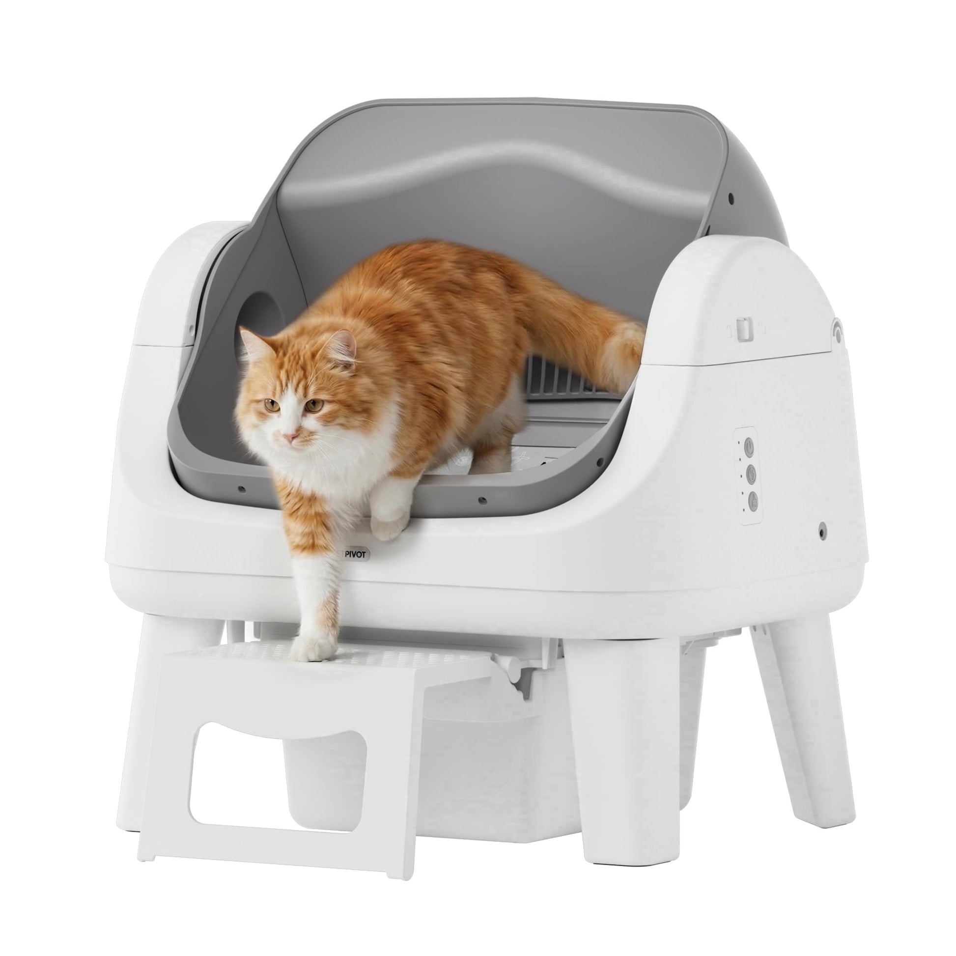 PetPivot AutoScooper 12 Automatic Cat Litter Box Self-Cleaning with Safety Protection, Liners, Front Entry Step Included, Full Grey