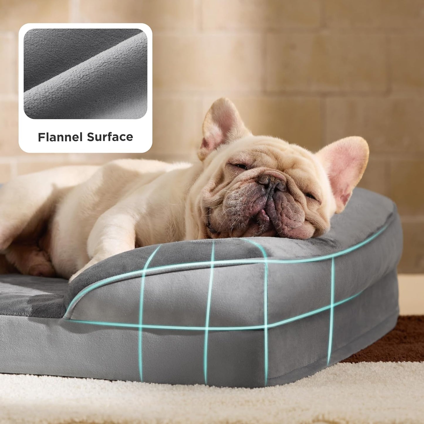 Bedsure Orthopedic Dog Bed Medium with Removable Washable Cover, 28" Grey | Classic Dog Couch Sofa Waterproof, Cozy Bolster Sides, Nonslip Bottom, Comfy Pet Bed for Puppies, Cats, Senior Dogs, Dog Gift