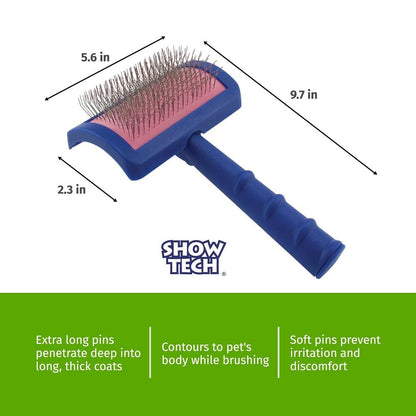 Tuffer than Tangles Slicker Brush for Dog Grooming with Long, Regular Pins, Medium Size, Perfect for Doodle Breeds, Angled Pins for Dematting, Remove Undercoat, Comfort Grip Handle